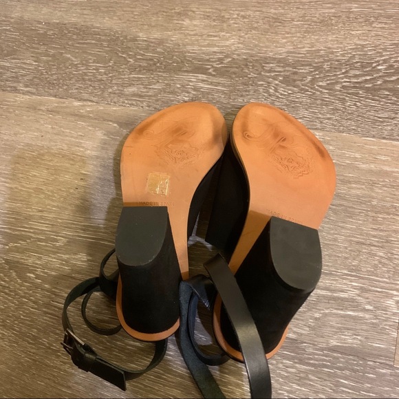 Black Suede Leather Strappy Heeled Sandals - Picture 11 of 11